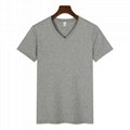 Plain White blank cotton T-shirts V-neck Basic Tees 4