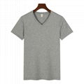 Plain White blank cotton T-shirts V-neck Basic Tees