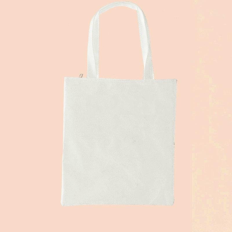 Black White Basic Single Shoulder Bag Canvas Customize Printing Shopping Bag 2
