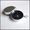 Aluminium body silver pocket compass keychain camping compass 2015 hot selling 1