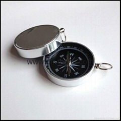 Aluminium body silver pocket compass keychain camping compass 2015 hot selling
