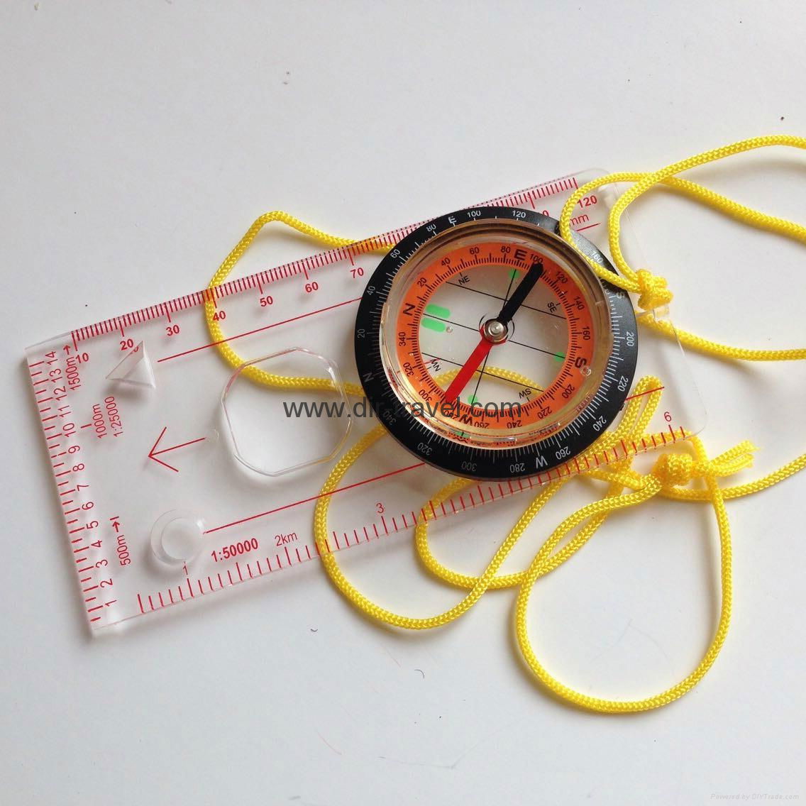 Ningbo factory crystal map compass measure scale compass 