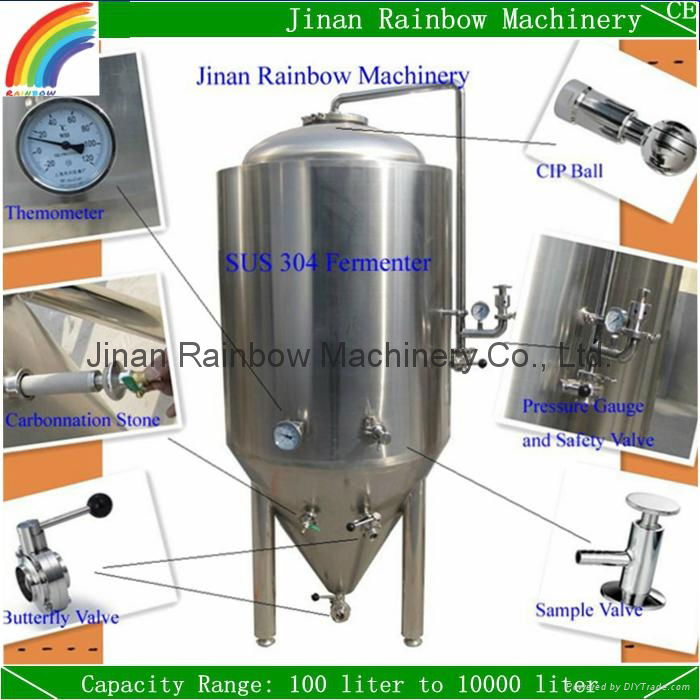 stainless steel 250l beer cooling water jacket conical fermenter 5