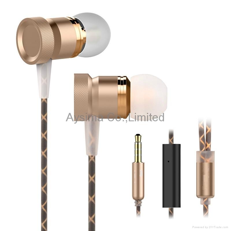 Factory custom metallic earphones handsfree headphones