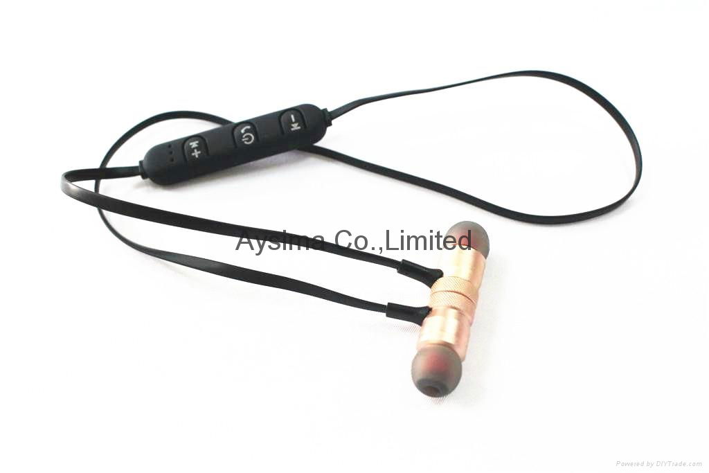 Bluetooth metal earphone magnet sports earbuds 