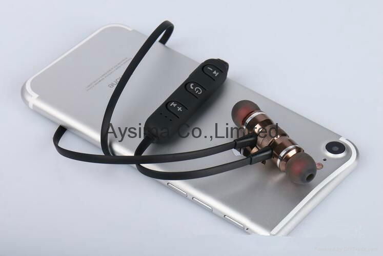 Bluetooth metal earphone magnet sports earbuds  2