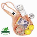 Reusable Net Shopping Tote with Long Handles Washable Mesh Fruit Vegetable Pack 