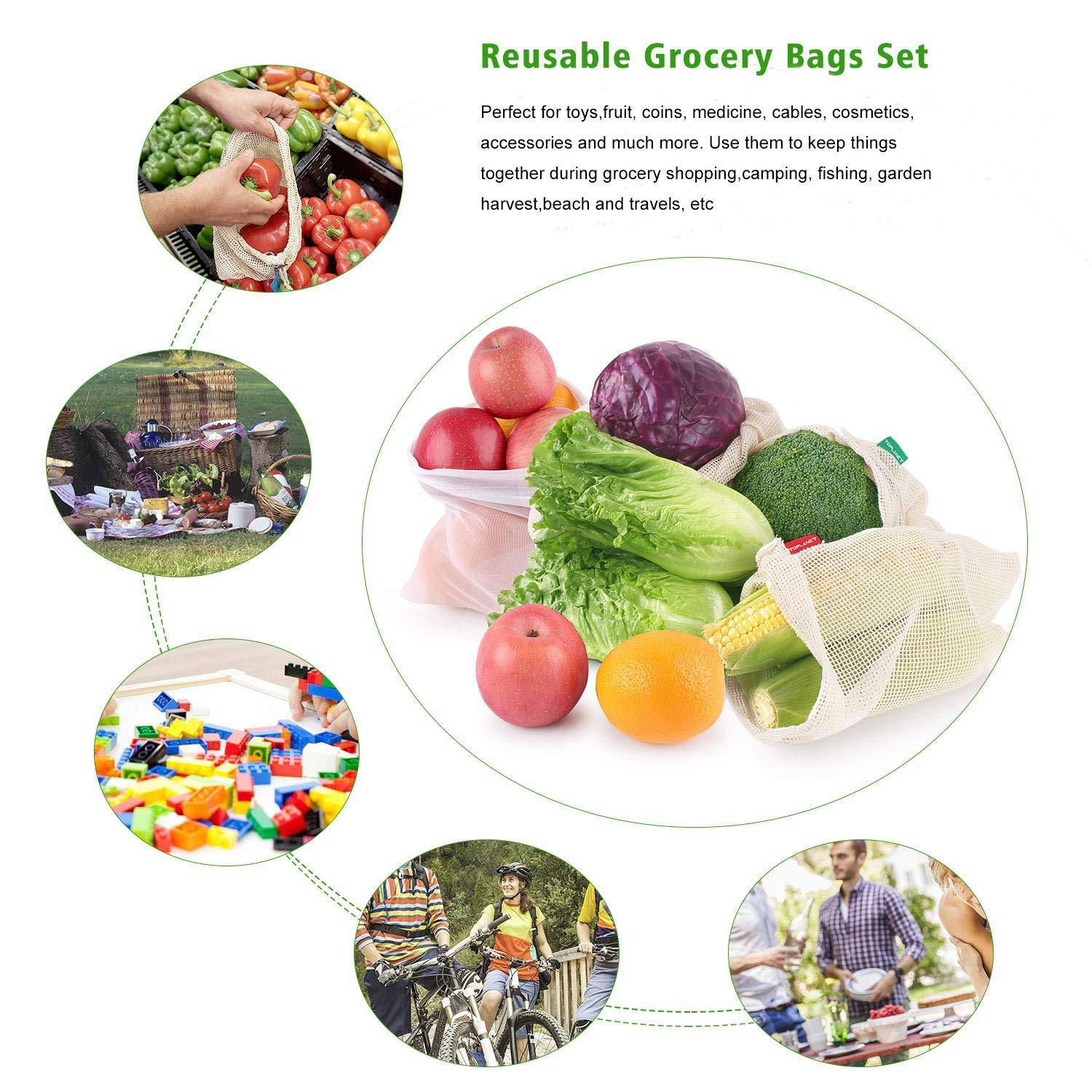 Washable Reusable Double-Stitched Seams Mesh Sacks for Grocery Shopping and Stor 2