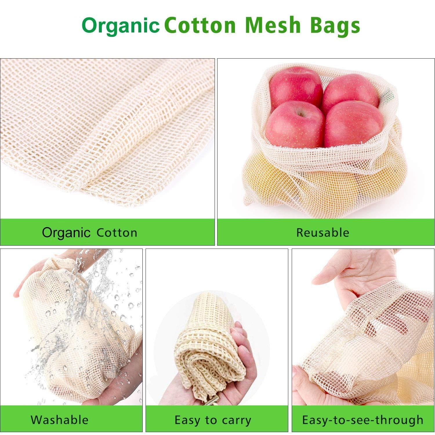 Washable Reusable Double-Stitched Seams Mesh Sacks for Grocery Shopping and Stor 4