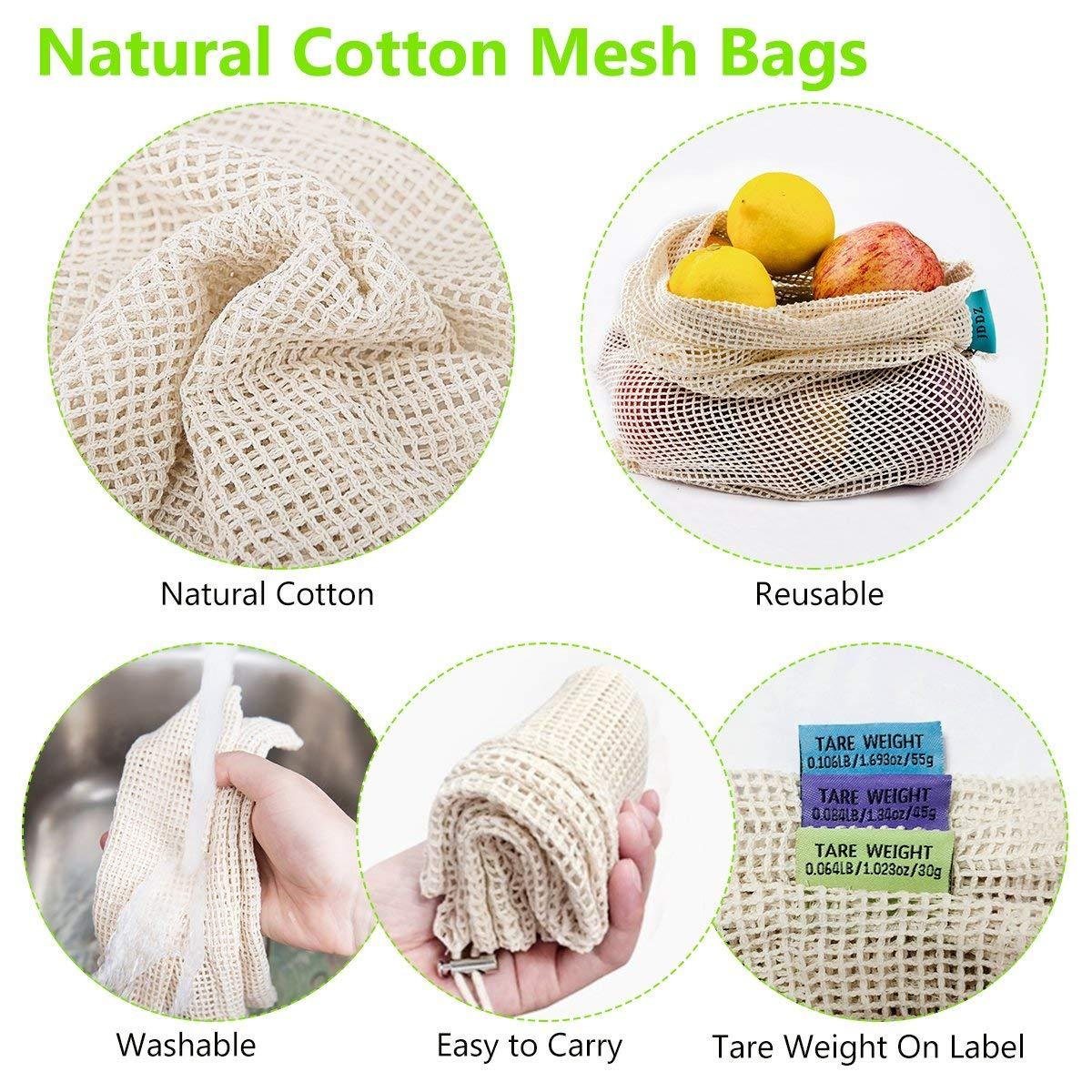 Reusable Mesh Produce Bags, Zero Waste Eco-Friendly Natural & Healthy bags 3