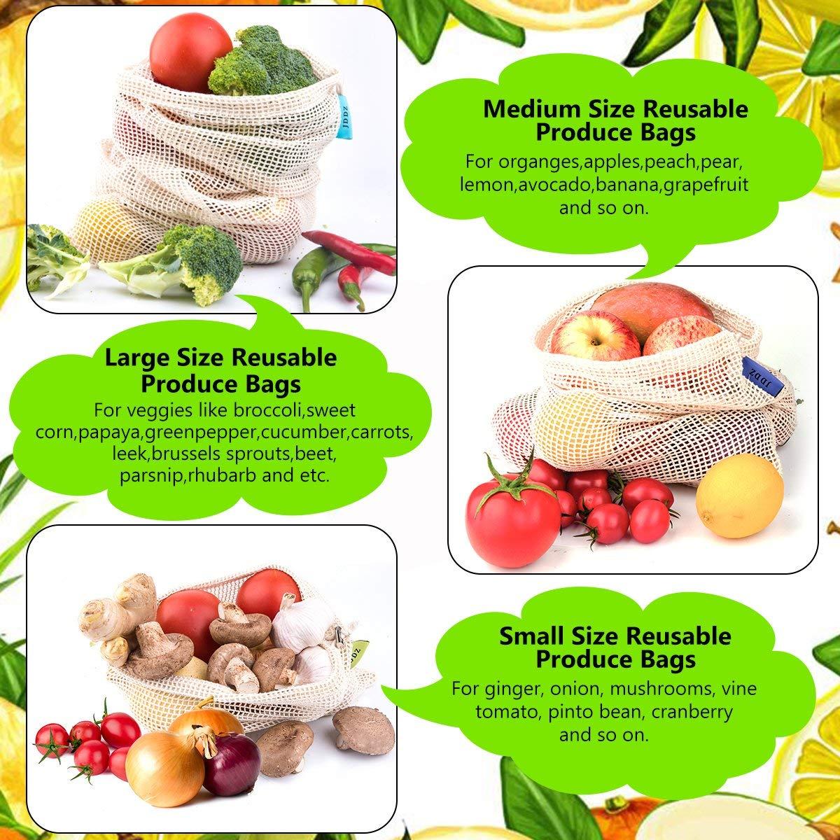 Reusable Mesh Produce Bags, Zero Waste Eco-Friendly Natural & Healthy bags 4