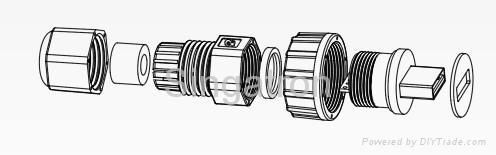 Waterproof USB connector IP67 assembly type 2