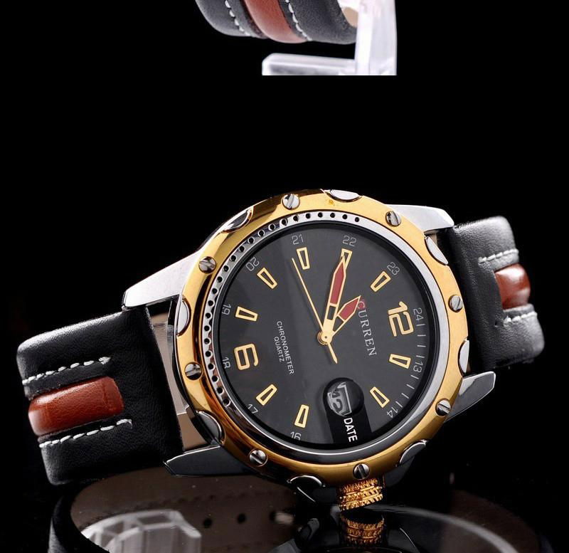 Top Brand Luxury Wristwatches Men Military Leather Sports Watch Auto Date