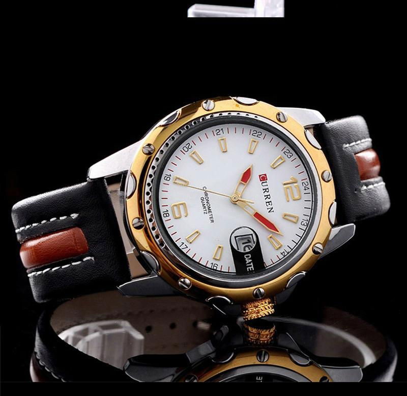 Top Brand Luxury Wristwatches Men Military Leather Sports Watch Auto Date 5