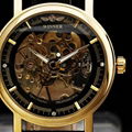 2015 WINNER brand fashion men mechanical hand-wind skeleton dial genuine leather 1