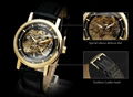 2015 WINNER brand fashion men mechanical hand-wind skeleton dial genuine leather 11