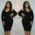 Women's Plus Size Strapless Long-sleeved Club Dress 3