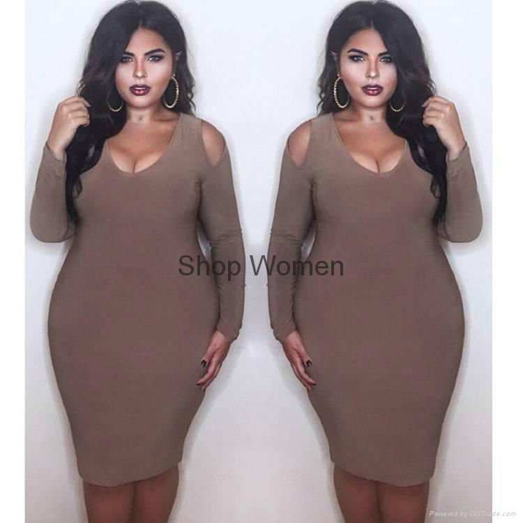 Women's Plus Size Strapless Long-sleeved Club Dress 4