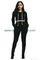 Velvet Hooded Crop Top And Long Pants Set 4