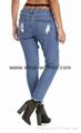 Broken Hole Fringed Jeans with Pockets With Net Pantyhose 2