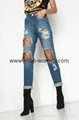Broken Hole Fringed Jeans with Pockets With Net Pantyhose 3