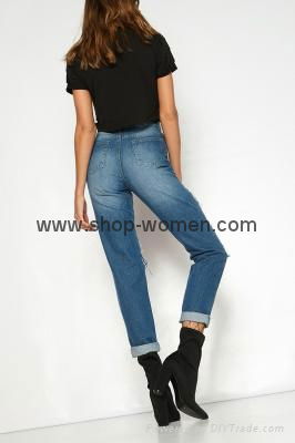 Broken Hole Fringed Jeans with Pockets With Net Pantyhose 4