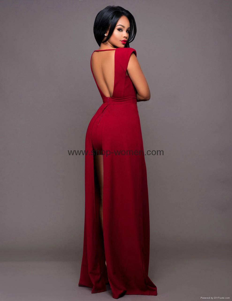 V Neck Backless Maxi Romper 4