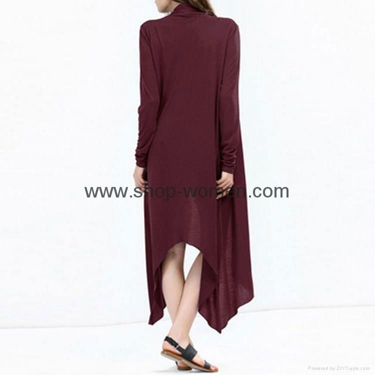 Long Sleeve Asymmetrical Drape Open Front Maxi Long Cardigan 5