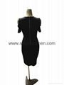 Embroidery Cold Shoulder Mesh Insert Bodycon Dress 4