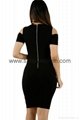 Embroidery Cold Shoulder Mesh Insert Bodycon Dress 2