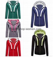 Womens Active Soft Zip Up Fleece Hoodie Sweater Jacket