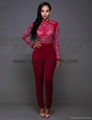 Long Sleeve Rhinestone Mesh Bodice Jumpsuit 5