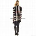 Womens Casual Plaid Open Front Irregular Hem Knit Cardigan 3