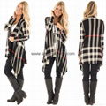 Womens Casual Plaid Open Front Irregular