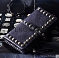 Long item leather handcrafted rivet wallet-M3012 4
