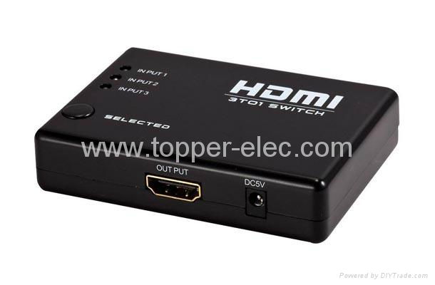 Mini 3x1 HDMI switch with remote control