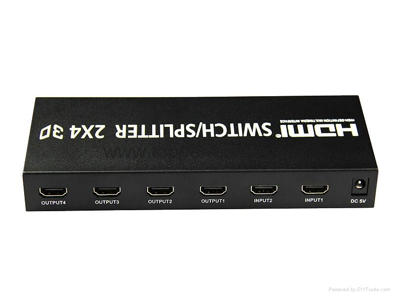 Hdmi Splitter 2X4 Support 3D Hdmi Splitter Hdmi Switcher  2