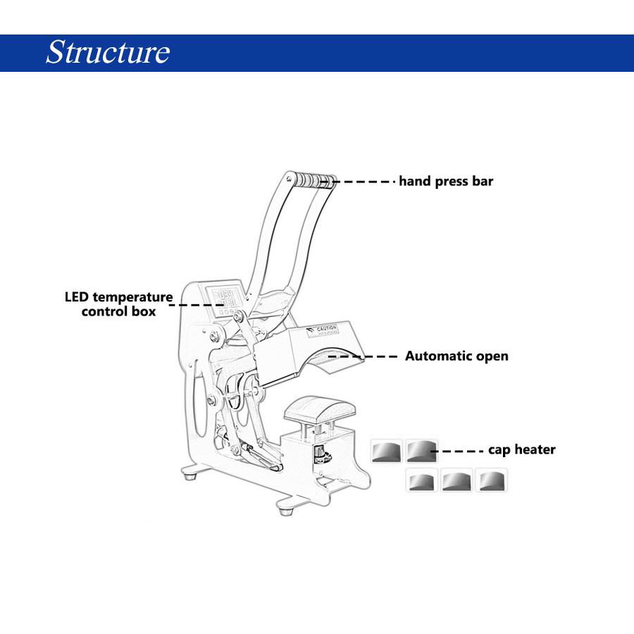 High Efficiency 5 In 1 Hat Heat Press Machines Combo 4