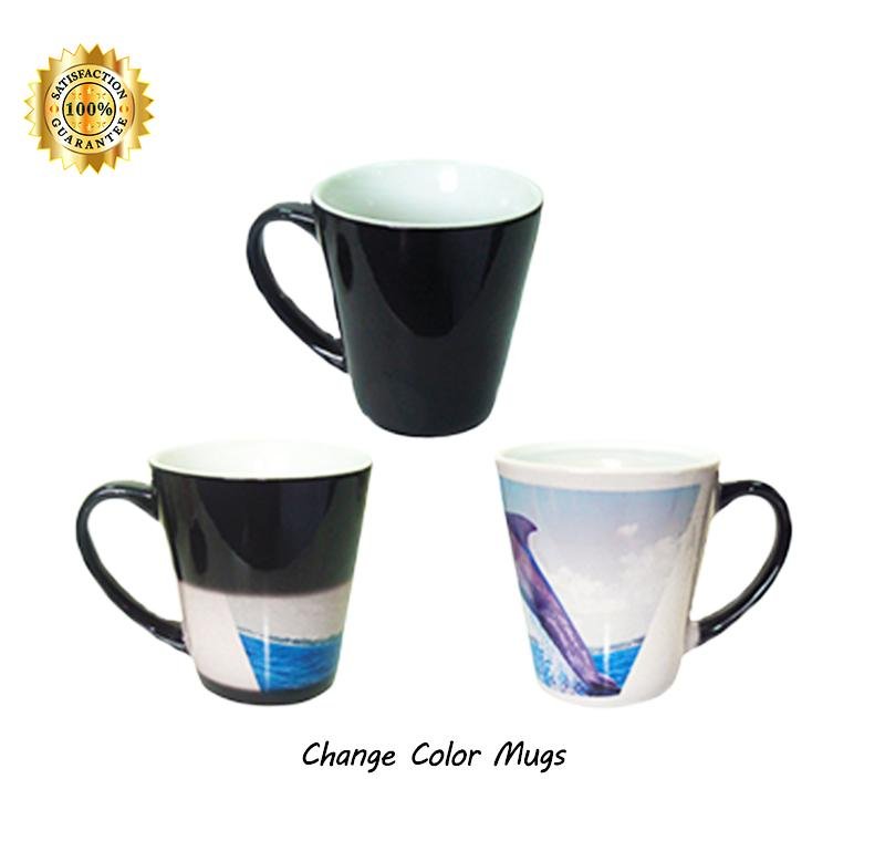 Sublimation Transfer Black Tapered Full Color Change Mug 12OZ