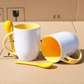 11oz Sublimation Double-colored Porcelain Cup With Inserted Spoon