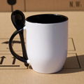 11oz Sublimation Double-colored Porcelain Cup With Inserted Spoon