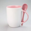 11oz Sublimation Double-colored Porcelain Cup With Inserted Spoon