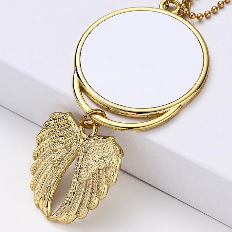 Custom Metal Car Charm Photo Decoration Sublimation Blanks Wings Pendants Double 5