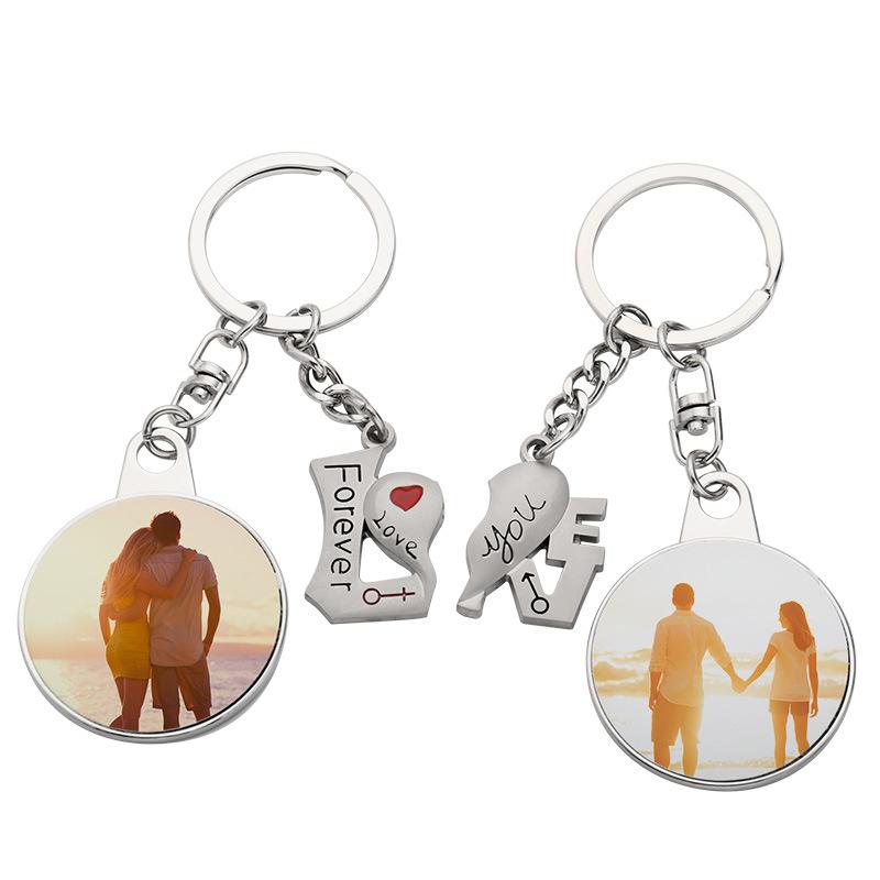 Sublimation Metal Lover Keychains Blanks Couple Key Rings 2