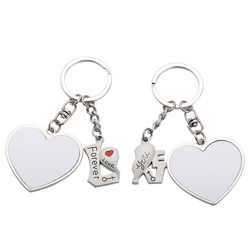 Sublimation Metal Lover Keychains Blanks Couple Key Rings 3
