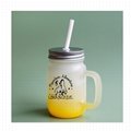 430ml Customized Glass Mason Jar With Lid And Straw For Sublimation Transfer