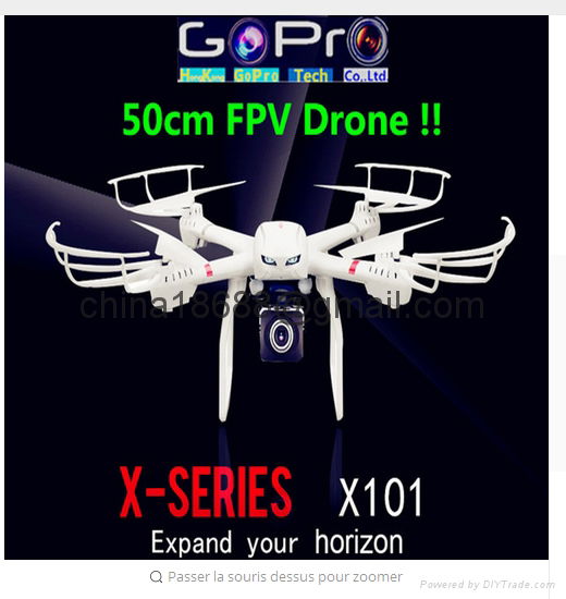  Profession Drones MJX X101 Quadcopter 2.4 g six axes Rc hélicoptère Drone avec  4