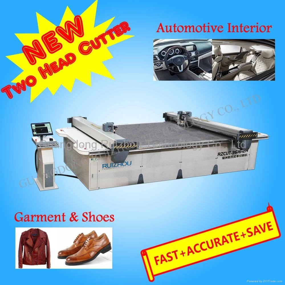 Two Heads Oscillation Knife CNC Leather Shoes Upper Cutting Machine 1