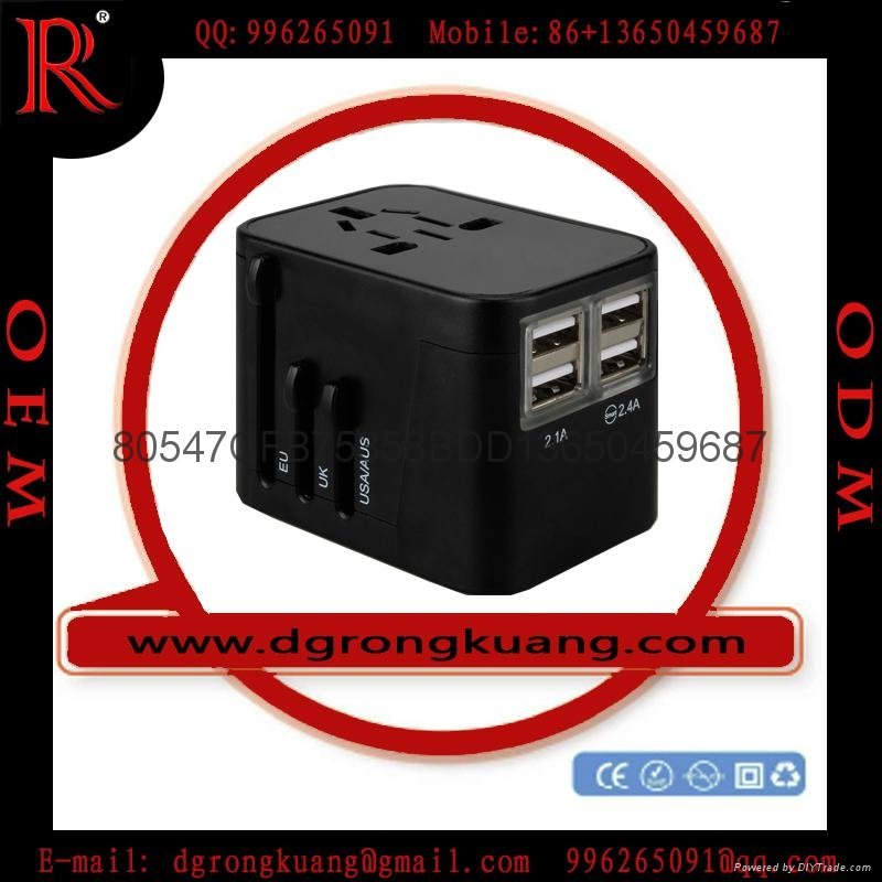 4USB adapter travel adapter Universal Travel Adapter with USB Charger