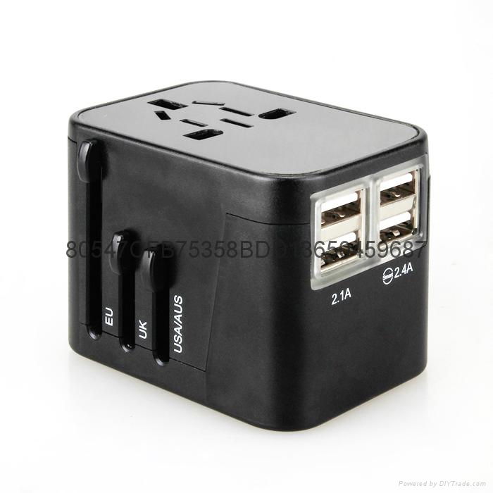 4USB adapter travel adapter Universal Travel Adapter with USB Charger 4